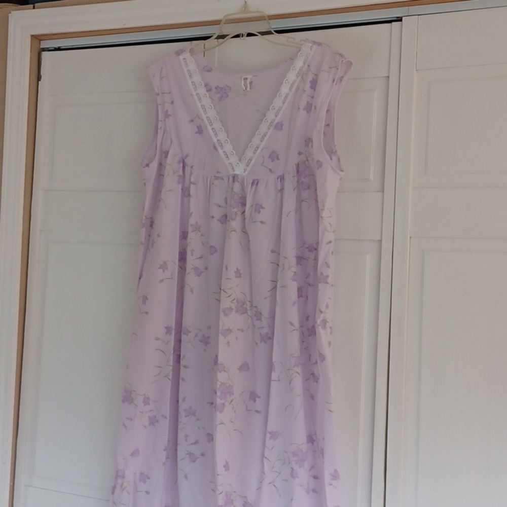 Floral Purple Nightgown Long Brushed Nylon Size 3Xlarge
